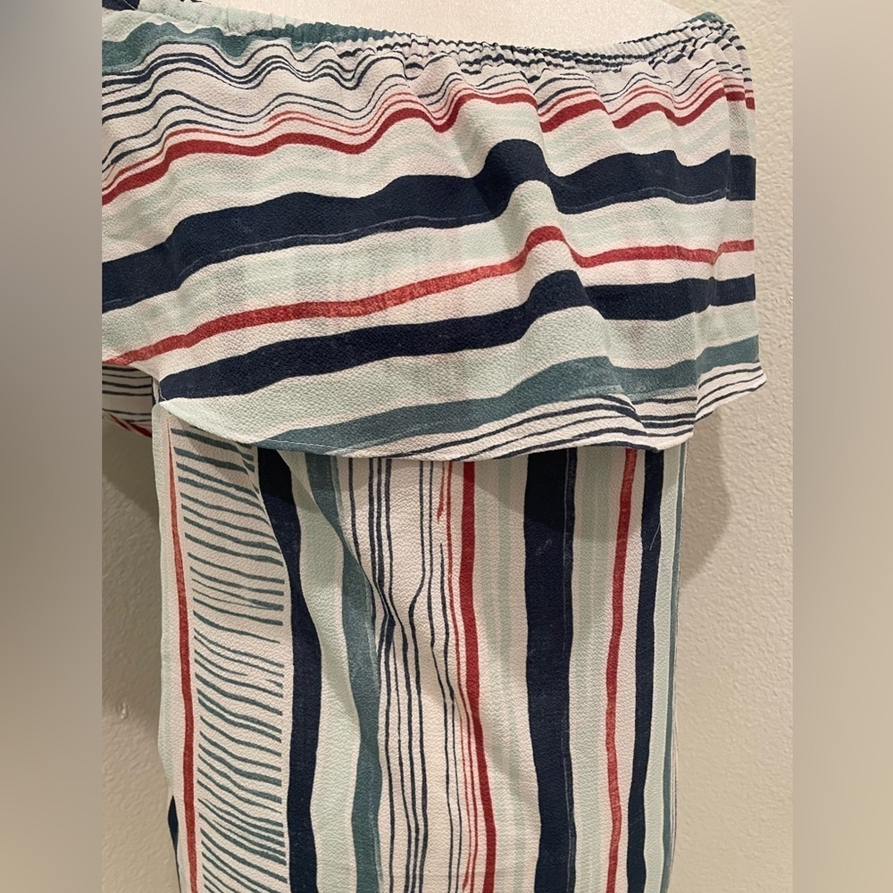 Lane Bryant Women’s Blouse Off Shoulder Stripe Pattern Size 14/16​​​​​​ - Picture 6 of 7